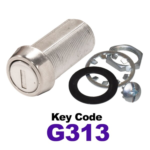 Global RV SS Compartment Lock, Cam/Blade Style, 1-3/8in Threaded Barrel, Keyed to G313, Blades not Included CLB-313-138-SS - main